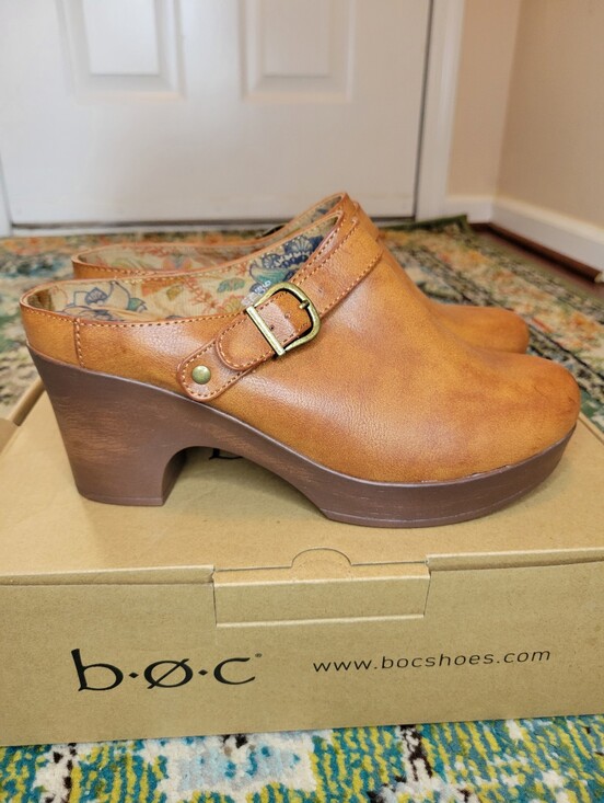 b.o.c. Shoes - B.O.C Adel Tan Vintage Inspired Platform Chunky Clog Heel, Size Womens 9.5